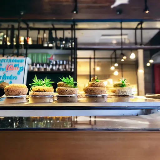 Image similar to cannabis dessert minimalist cafe high - key split lighting pixar