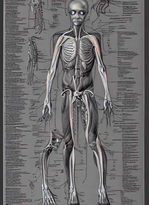 Prompt: detailed anatomical chart of an alien