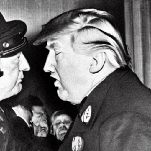 Image similar to still of donald trump kissing adolf hitler siegheil