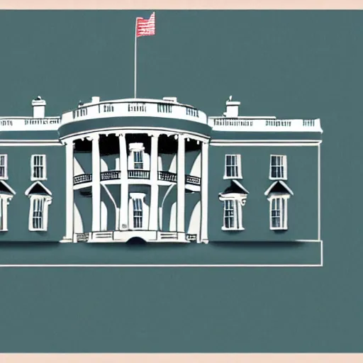 Prompt: white house analytic drawing