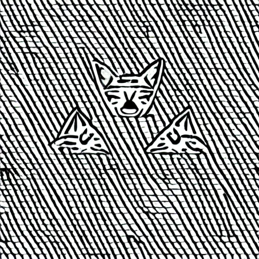 Image similar to geometric cat , black and white, white background