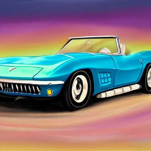 Image similar to portrait of a corvette made out of blue curacao, digital art, luminous