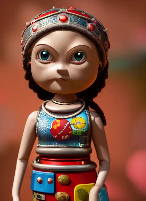 Prompt: highly detailed closeup, profile portrait of a tin toy tin toy greta thunberg bikini mini - skirt, unreal engine, nicoletta ceccoli, mark ryden, earl norem, lostfish, global illumination, detailed and intricate environment
