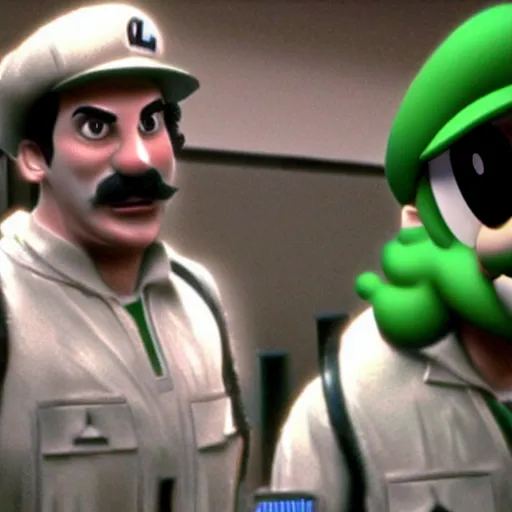 Prompt: luigi in ghostbusters, photorealistic