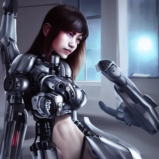 Image similar to beutiful girl cyborg, trending artstaition, unreal engine