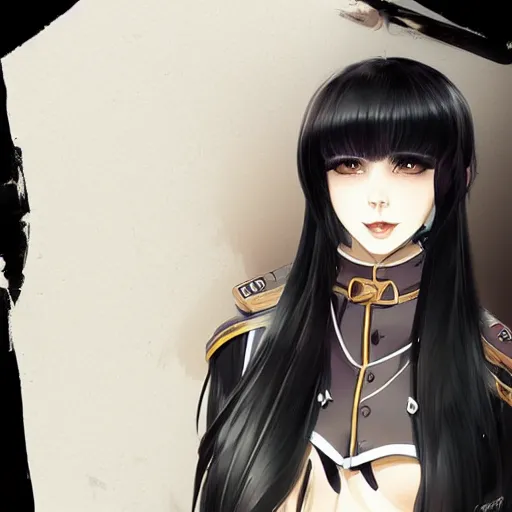 Prompt: portrait of a beautiful girl with long black hair, wearing police riot uniform, drawn by WLOP, by Avetetsuya Studios, attractive character, colored sketch anime manga panel, trending on Artstation