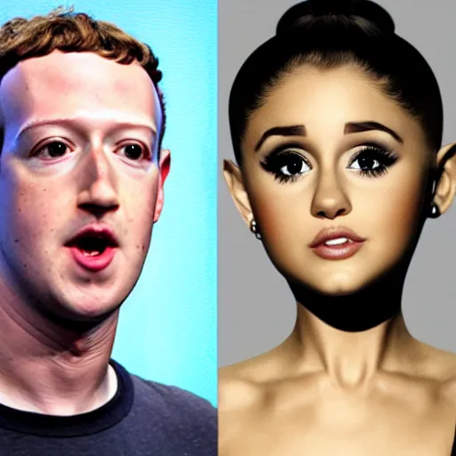 Image similar to mark zuckerberg face on ariana grande, deep fake