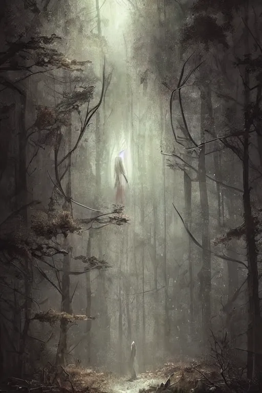 Prompt: a young woman covered in cobwebs, dramatic lighting, cinematic, dark forest, greg rutkowski