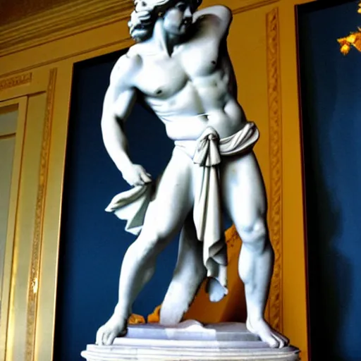 Prompt: disney hercules as a greek marble statue