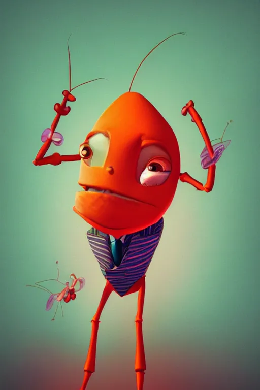 Prompt: colorful full body shot of an anthropomorphic cockroach wearing a suit, with long thin antennae, trending on artstation, trending on deviantart ,cinematic backlighting, 8k, symmetrical, correct proportions, hyper detail illustration by peter chan, vibrant colors, by pixar, orange lights, pink shadows