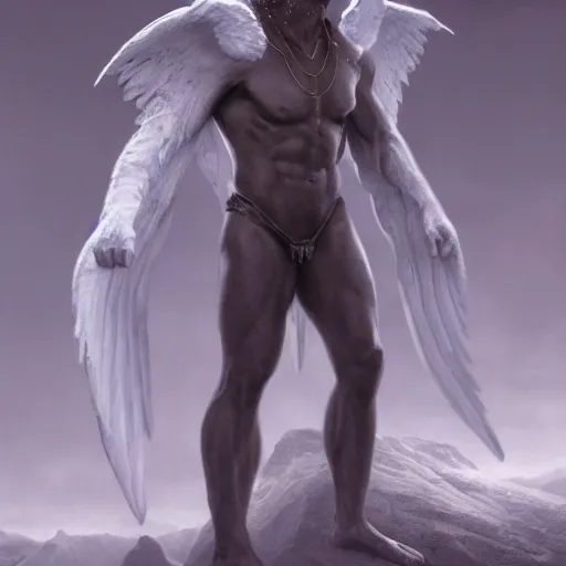 Image similar to an extremely white male angel, matte painting, concept art, extremely detailed, 4k