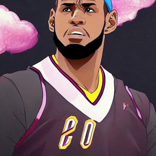 Prompt: lebron james as an anime protagonist, beautiful anime style, big cute eyes, portrait, close - up, cinematic rim lighting, dramatic pose, beautiful sunset, professional, highly detailed, clear, sharp, smug expression, expressive, trending on artstation