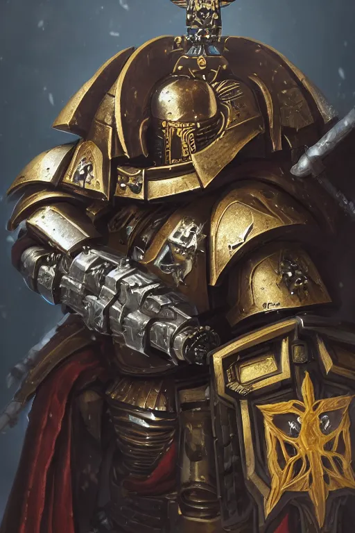 Image similar to armor portrait heros warhammer 4 0 k horus heresy fanart - the primarchs emperor by johannes helgeson animated with vfx concept artist & illustrator global illumination ray tracing hdr fanart arstation zbrush central hardmesh 8 k octane renderer comics stylized