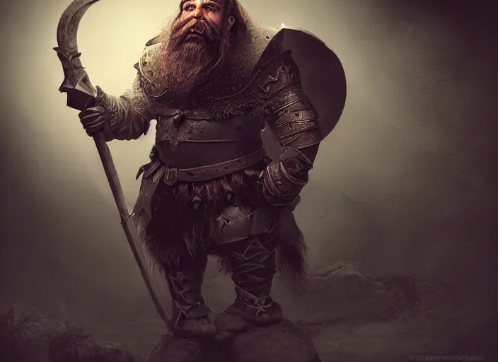 Image similar to Beautiful art portrait of a male dwarf warrior in a dark mystical dark dungeon setting, octane render, dungeons and dragons, dynamic lighting