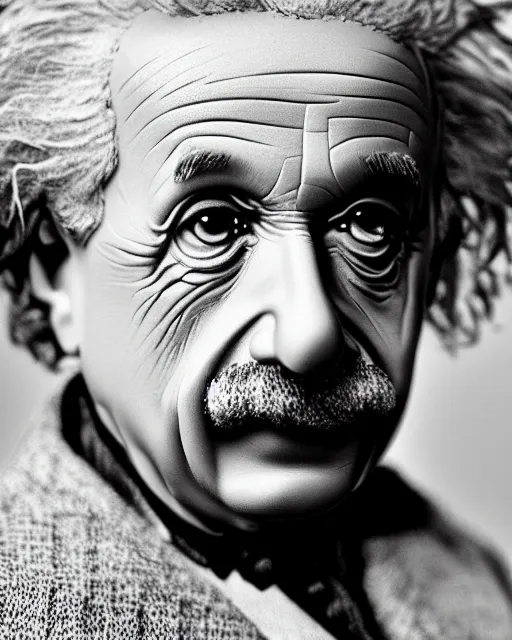 Image similar to A hyper-realistic photo of Albert Einstein, highly detailed, trending on artstation, bokeh, 90mm, f/1.4