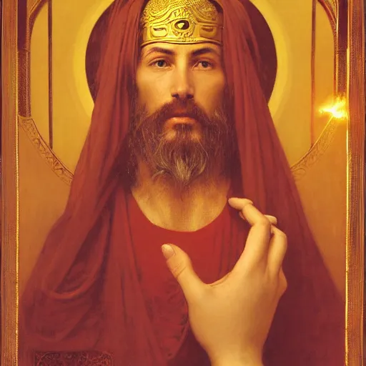 Image similar to orientalist portrait of a sage wearing a golden mask casting a glowing lightning magic spell in a sandstone temple intricate portrait by john william waterhouse and Edwin Longsden Long and Theodore Ralli and William-Adolphe Bouguereau, very coherent symmetrical artwork. Cinematic, hyper realism, high detail 8k