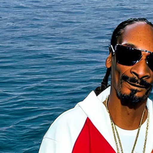 Image similar to snoop dogg sailing a boat