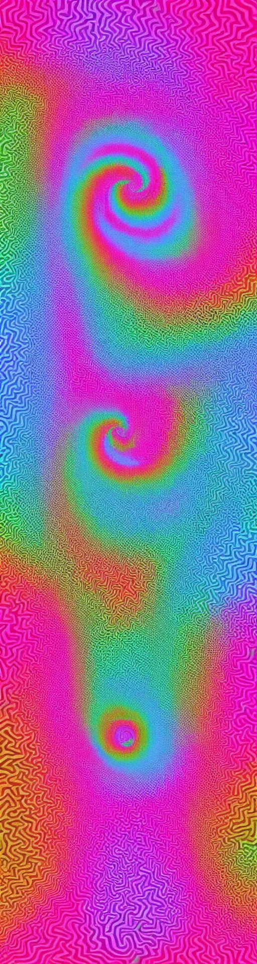 Image similar to hyperrealistic op-art optical illusion in the style of escher and fractal mandelbrot pastel rainbows made of pink syrup and cotton candy