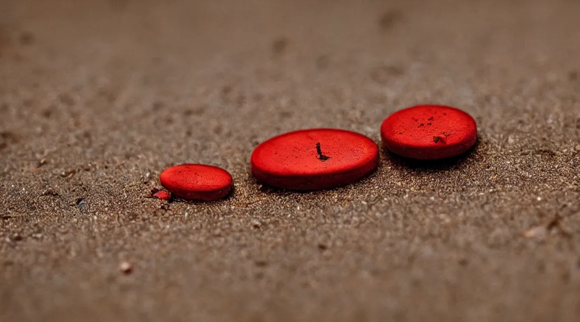 Image similar to macro photograpy of a red pill taked by Steve McCurry