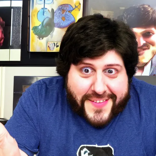 Prompt: Jontron saying hi!