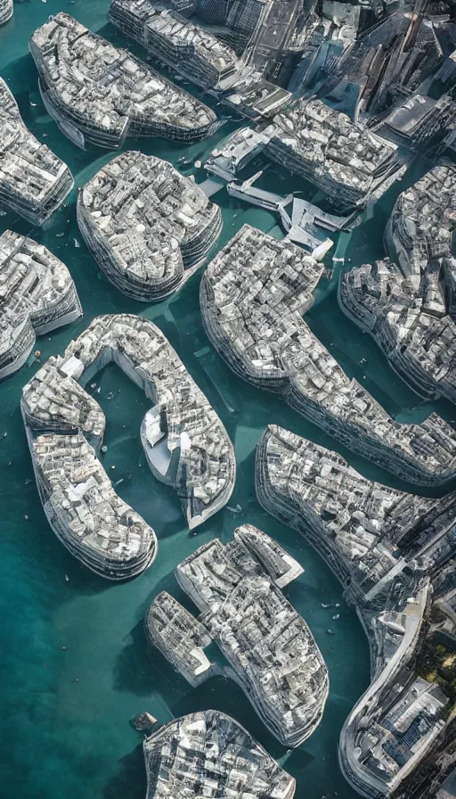 Prompt: hasselblad photograph of zaha hadid designed sea walls. dappled lighting, very epic and beautiful!! aerial shot
