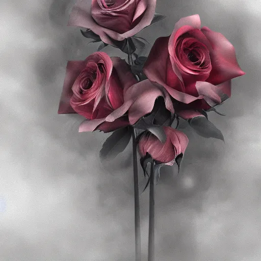 Image similar to Roses made from puffs of smoke, hazy, atmospheric, inspiring, digital art, award winning, artstation,