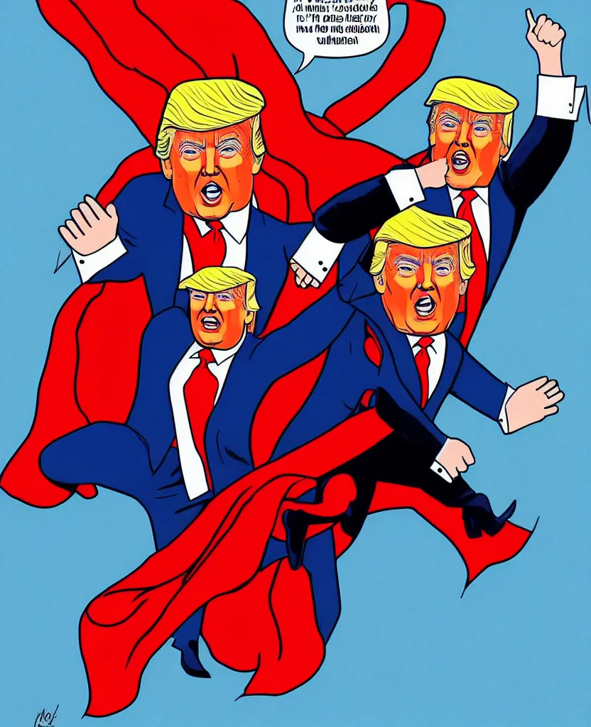 Prompt: a poster of donald trump in a superman with creepy joe biden costume by joe mangrum, trending on deviantart, futurism, movie poster, poster art, 3 2 k uhd, american propaganda, futurism, toyism