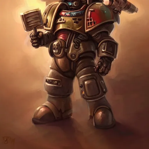 Image similar to cute little anthropomorphic Guinea Pig Space Marine, tiny, small, short, Space marine, cute and adorable, pretty, beautiful, DnD character art portrait, matte fantasy painting, DeviantArt Artstation, by Jason Felix by Steve Argyle by Tyler Jacobson by Peter Mohrbacher, cinema