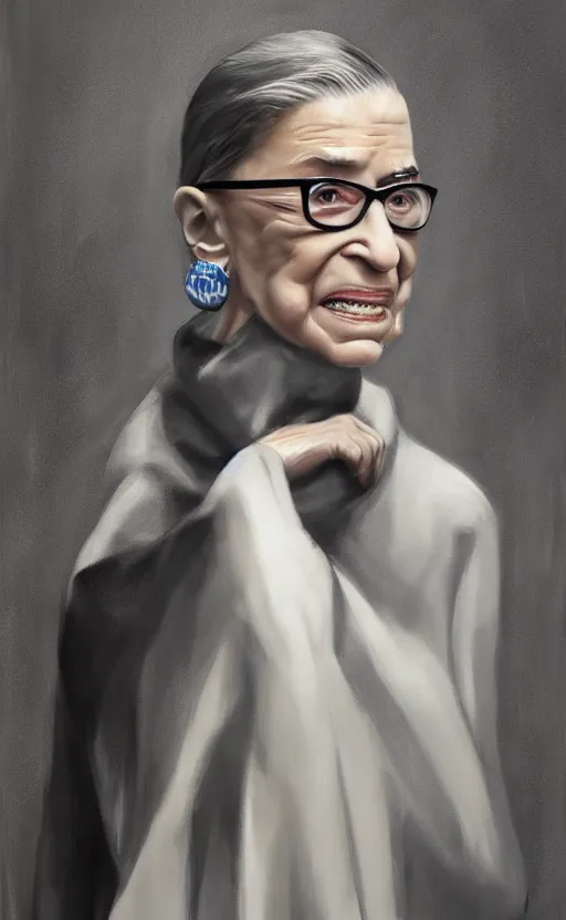 Image similar to ruth bader ginsburg wearing rick owens by zhaoming wu, nick alm