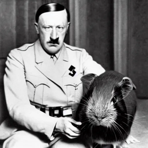 Prompt: hitler with a guinea pig, colored, hd, realistic,