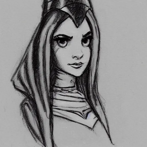 Image similar to milt kahl sketch of victoria justice as princess padme from star wars episode 3