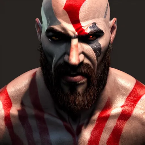 Image similar to portrait from kratos from god of war, retrowave, trending on artstation