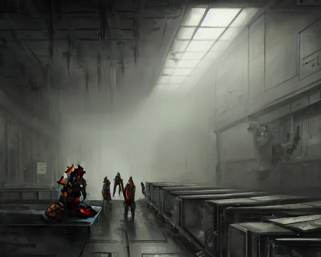 Prompt: gloomy ruined server room in datacenter robot painting concept art of automata orange robot knight colossus welder pacing mono eyed, sharp focus, emitting diodes, smoke, artillery, sparks, racks, motherboard, by pascal blanche rutkowski repin artstation hyperrealism detailed matte painting, 4 k resolution blade runner