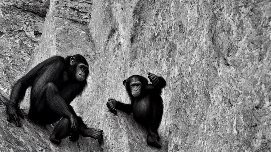 Image similar to monochrome inspiring... is that a chimpanzee or a climb? i really can't tell.