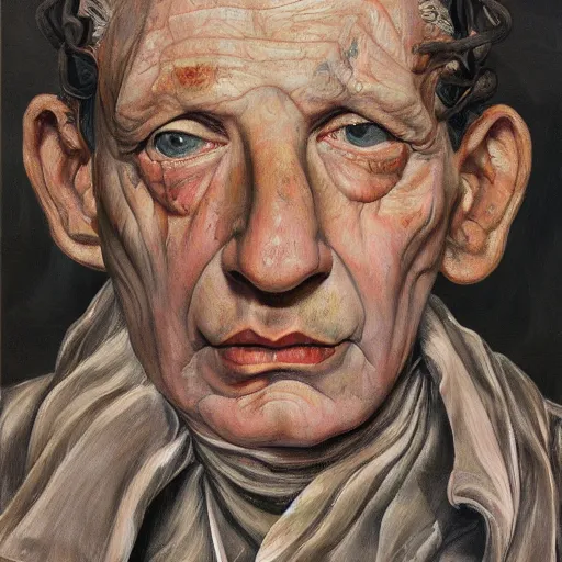 Image similar to high quality high detail painting by lucian freud, hd, street - walker medusa portrait, photorealistic lighting