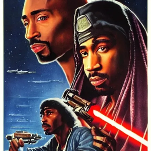 Image similar to tupac on starwars movie poster 1 9 7 9