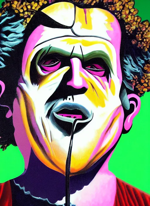 Image similar to leatherface character portrait artwork by Lisa Frank, 4k