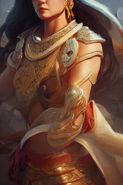 Image similar to goddess of the mongol, highly detailed, digital painting, artstation, concept art, smooth, sharp focus, illustration, unreal engine 5, 8 k, art by artgerm and greg rutkowski and edgar maxence