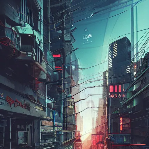 Prompt: street view, ( ( cyberpunk ) ) dystopian!!!!!, trending on artstation, fisheye!!! lens