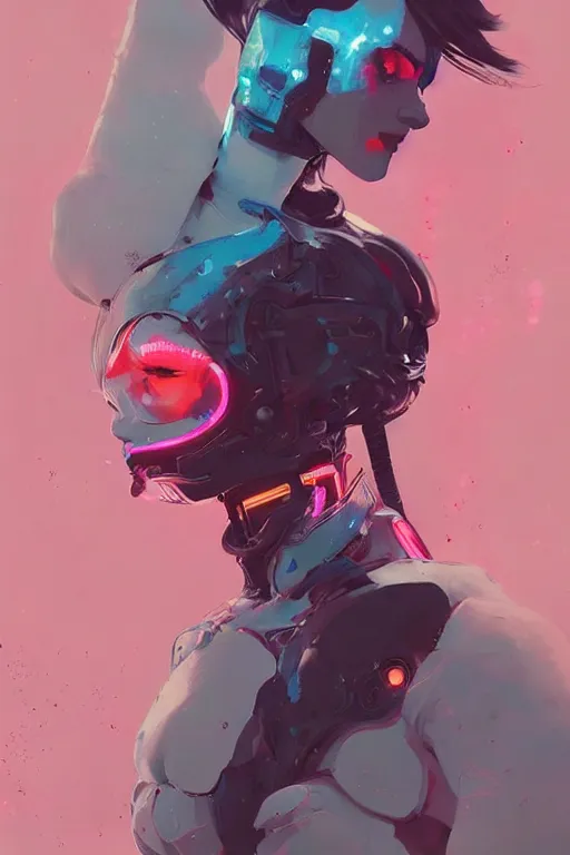 Image similar to a ultradetailed beautiful painting of a stylish female cyborg, by conrad roset, greg rutkowski and makoto shinkai trending on artstation