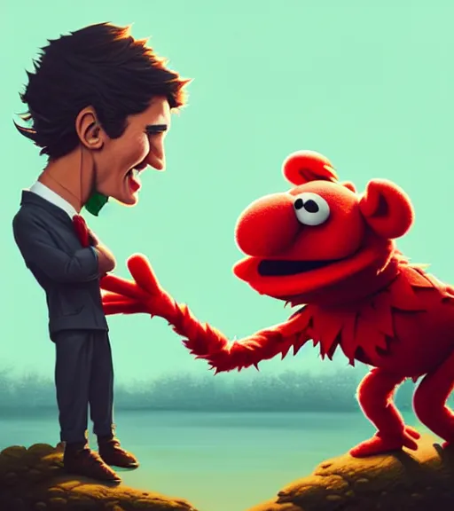 Image similar to muppet justin trudeau puppet, loftis, cory behance hd by jesper ejsing, by rhads, makoto shinkai and lois van baarle, ilya kuvshinov, rossdraws global illumination