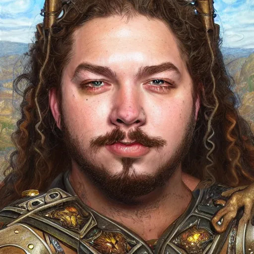 Prompt: Post Malone as a fantasy D&D character, close-up portrait art by Donato Giancola and James Gurney, digital art, trending on artstation