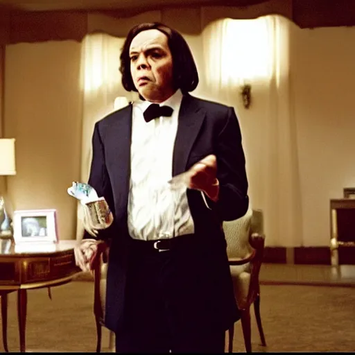 Prompt: a film still of Funny Valentine in Frost/Nixon(2008)