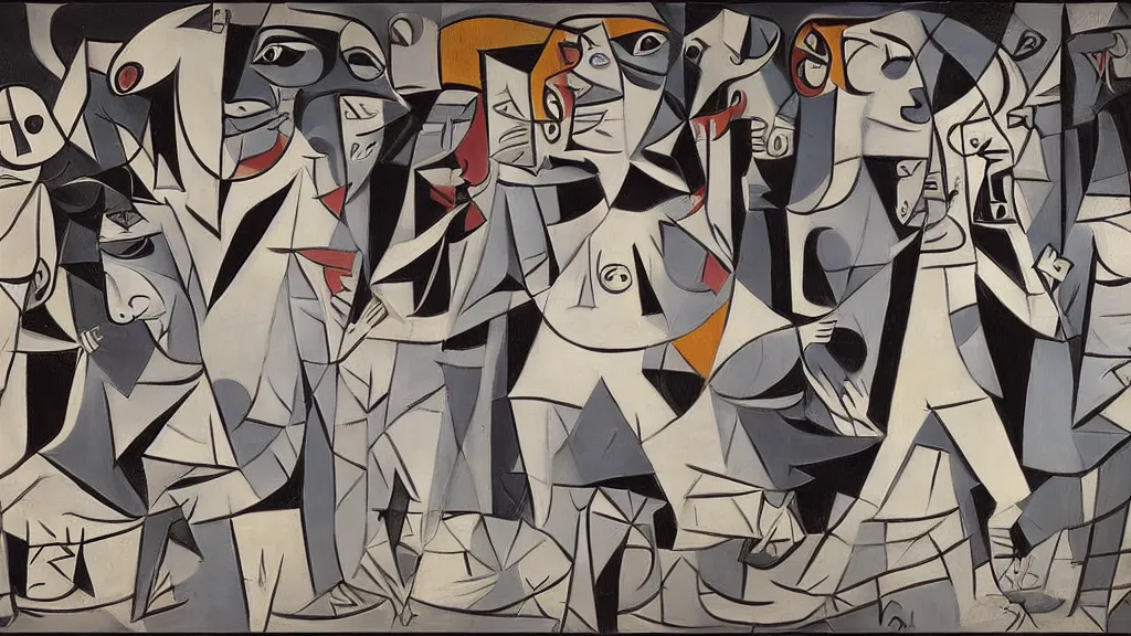 Prompt: the clone wars in the style of guernica by picasso