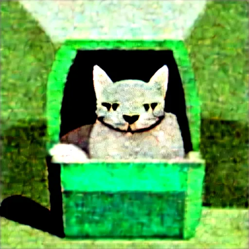 Image similar to a cat sitting in a box