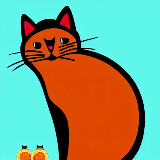 Prompt: a cat standing next to a bottle of medicine, orange cat, animal, digital art, smooth, illustration, wide image,