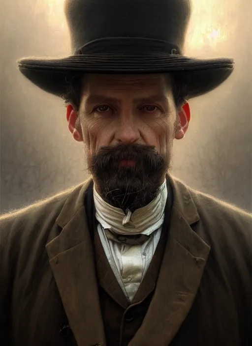 Image similar to closeup portrait shot of a victorian detective in a scenic dystopian environment, intricate, elegant, highly detailed, centered, digital painting, artstation, concept art, smooth, sharp focus, illustration, artgerm, tomasz alen kopera, peter mohrbacher, donato giancola, joseph christian leyendecker, wlop, boris vallejo