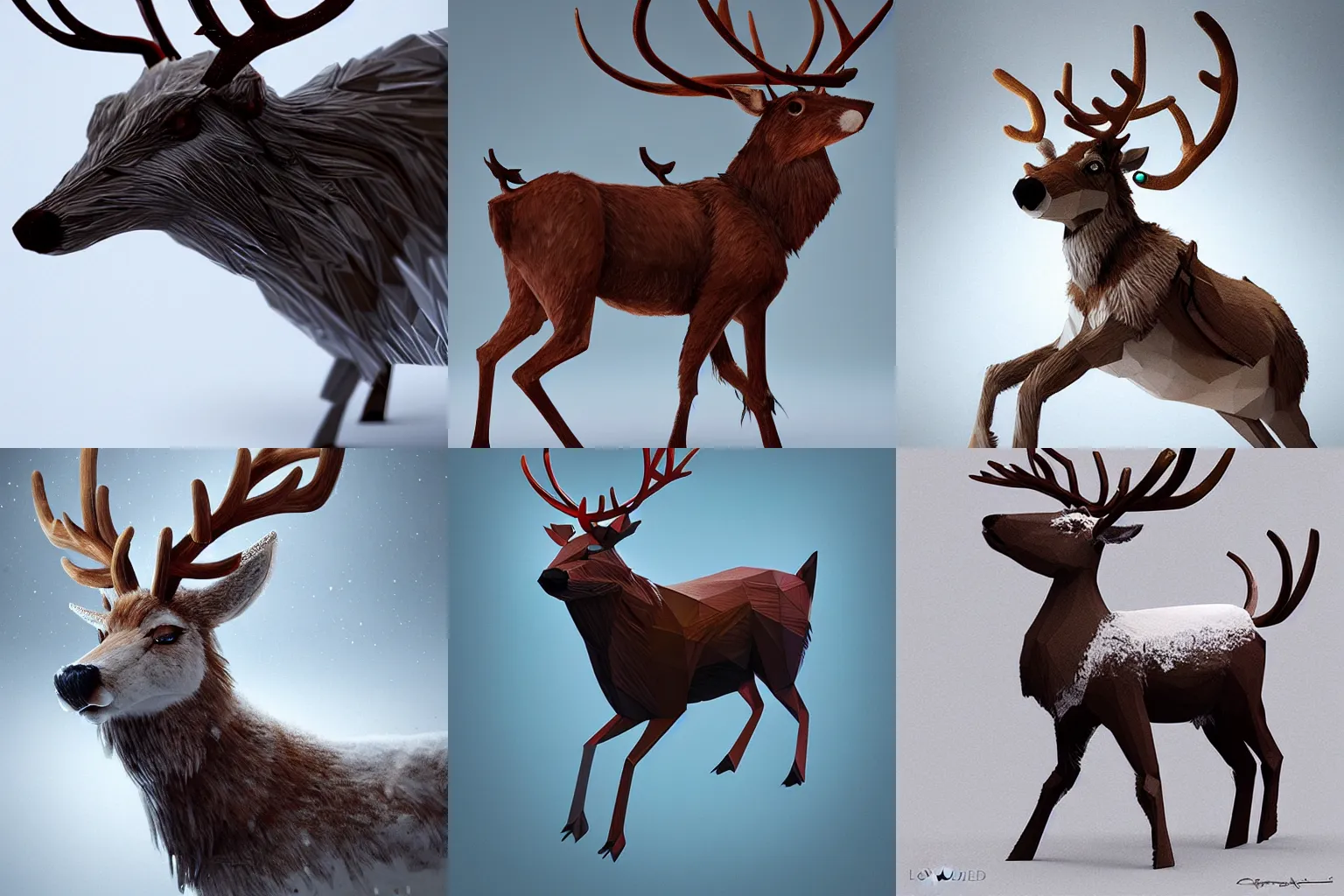 Prompt: detailed swedish reindeer made from lowpoly boxes wood, concept art, sinematic light, illustration, epic, artstation, cgsociety, by greg rutkowski