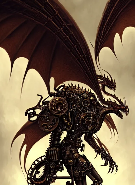 Image similar to a steampunk male anthromorphic cyborg dragon with wings, diffuse lighting, fantasy, intricate, elegant, highly detailed, lifelike, photorealistic, digital painting, artstation, illustration, concept art, smooth, sharp focus, art by john collier and albert aublet and krenz cushart and artem demura