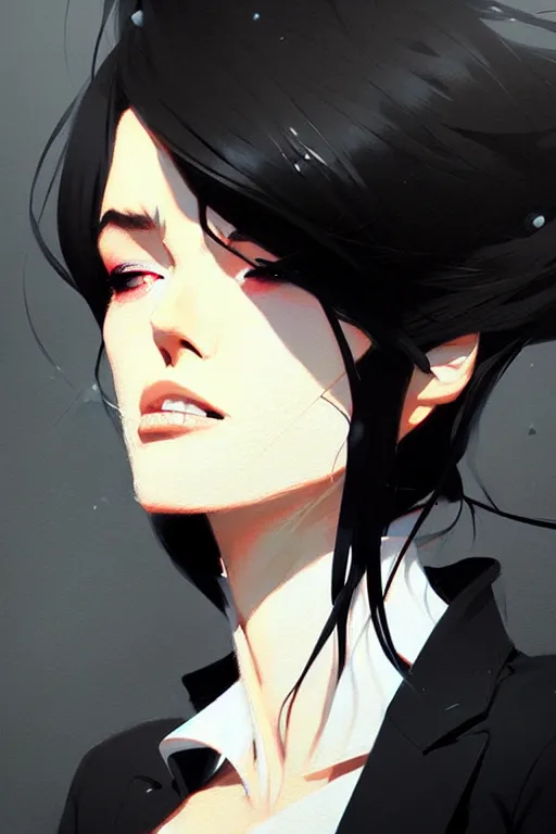 Image similar to a ultradetailed beautiful panting of a stylish woman in a black blazer, by conrad roset, greg rutkowski and makoto shinkai, trending on artstation